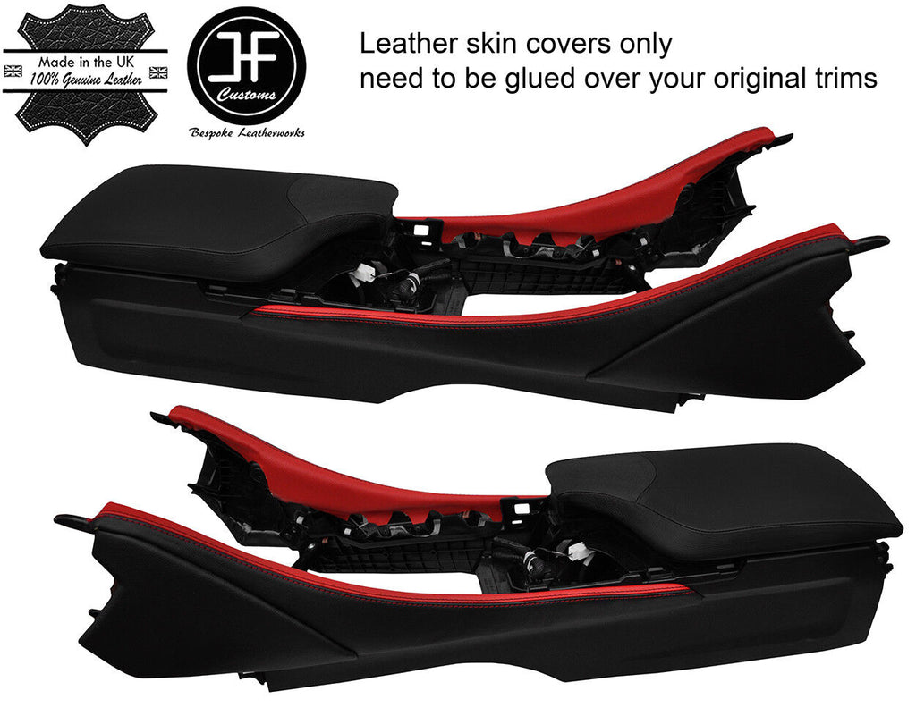 BLACK&RED 2X CONSOLE SIDE TRIM LEATHER COVERS FITS LEXUS RC 200 300 350 14-18