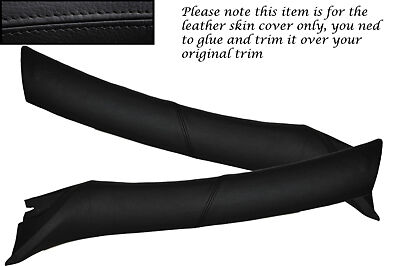 BLACK STITCHING FITS ALFA ROMEO 147 2X WINDSCREEN PILLAR LEATHER SKIN COVERS