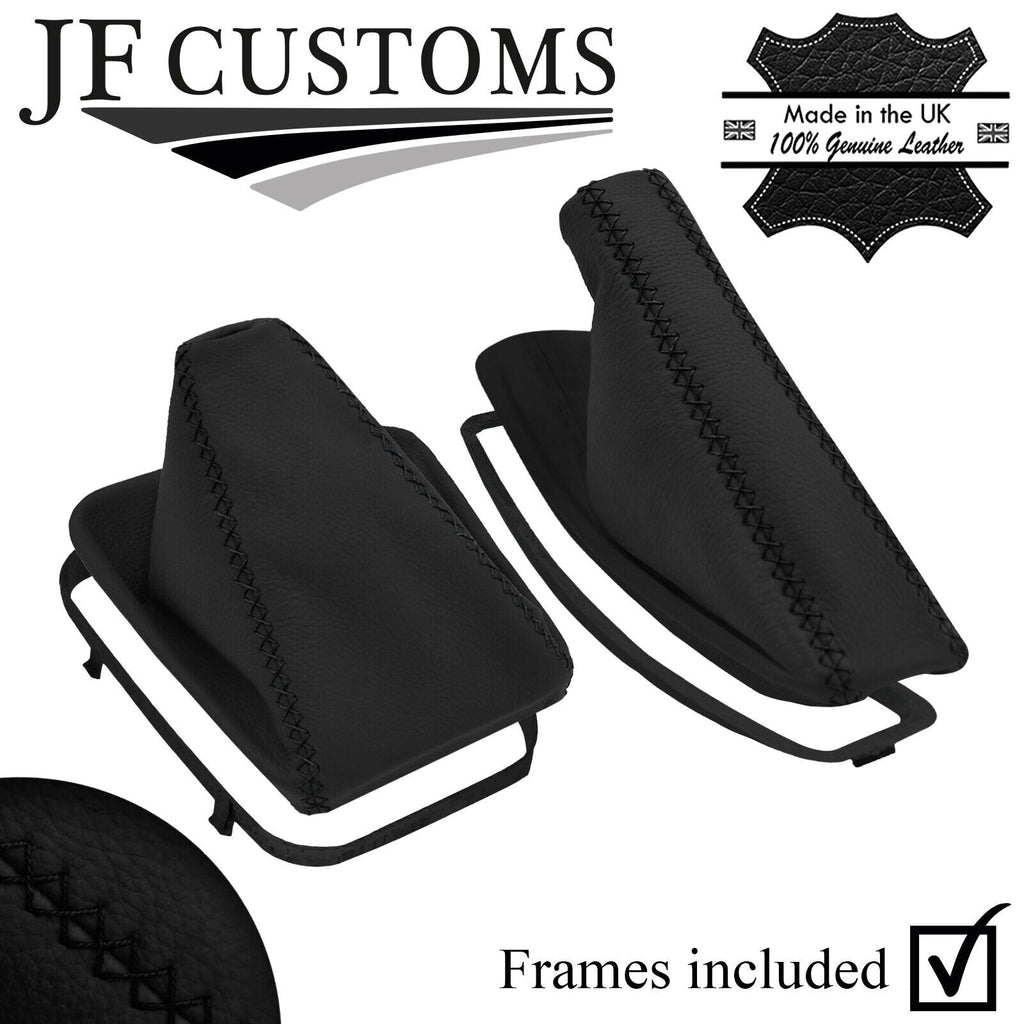 BLACK LUX-STITCH LEATHER GEAR HANDBRAKE SET + PLASTIC FRAMES FOR BMW E36 91-98