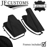 BLACK LUX-STITCH LEATHER GEAR HANDBRAKE SET + PLASTIC FRAMES FOR BMW E36 91-98