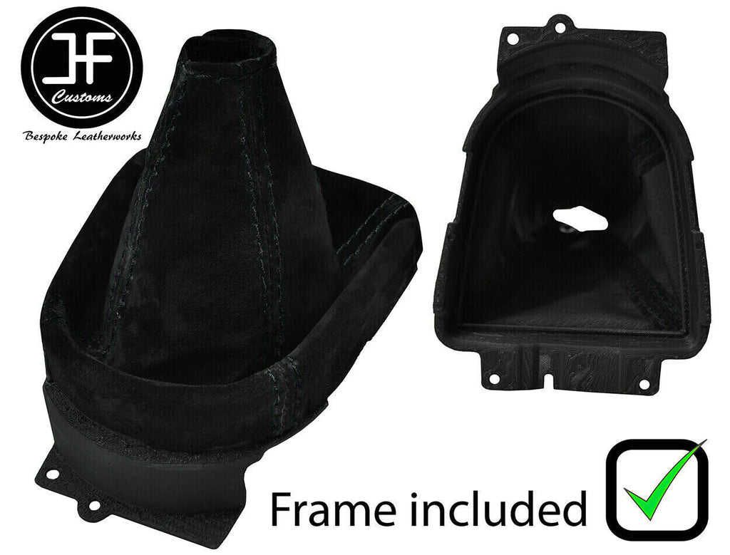 BLACK STITCH SUEDE MANUAL GEAR GAITER+PLASTIC FRAME FOR PEUGEOT 4007 2007-13