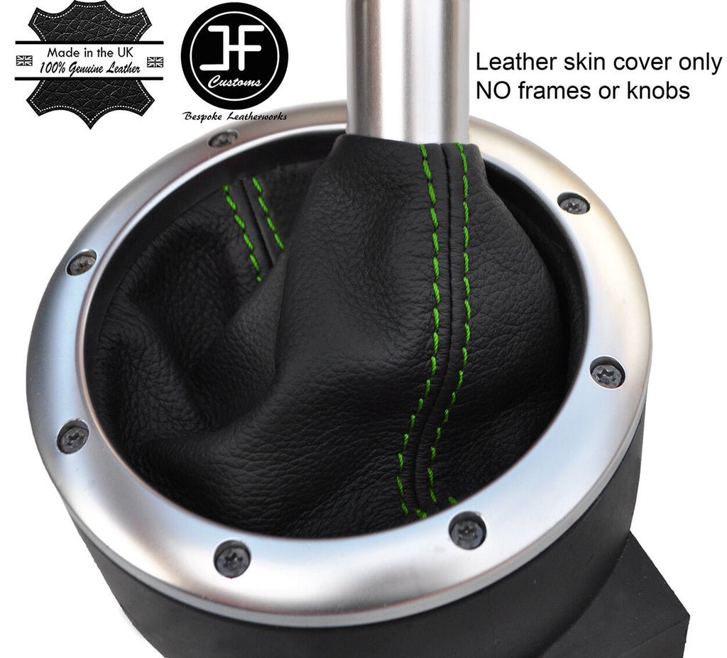 GREEN STITCH TOP GRAIN REAL LEATHER MANUAL GEAR GAITER FITS AUDI TT MK1 98-06