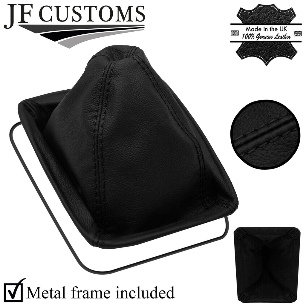 BLACK STITCH LEATHER GEAR GAITER + METAL FRAME FITS ALFA ROMEO SPIDER 105