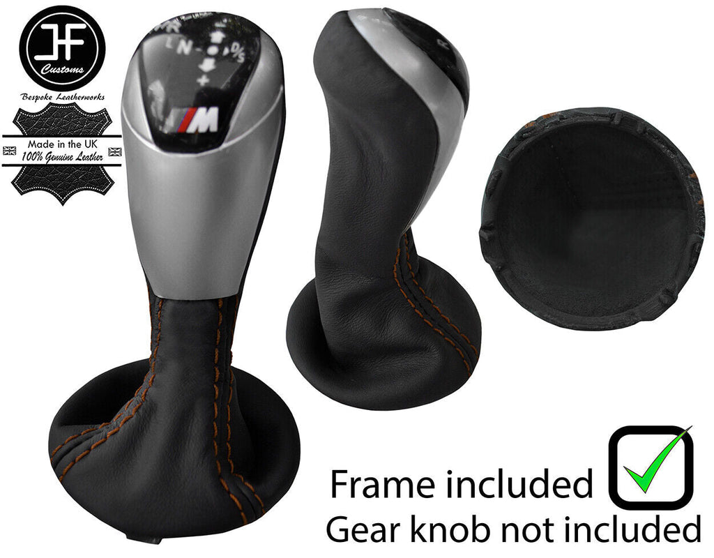 BROWN STITCH LEATHER AUTOMATIC SMG GEAR+PLASTIC FRAME FOR BMW E60 E61 05-10 JFM