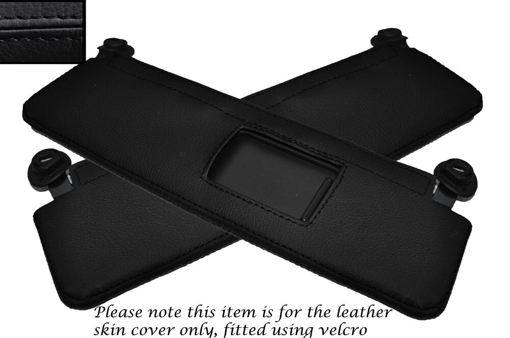 BLACK STITCHING 2X SUN VISORS LEATHER SKIN COVERS FITS AUDI R8 2007-2014