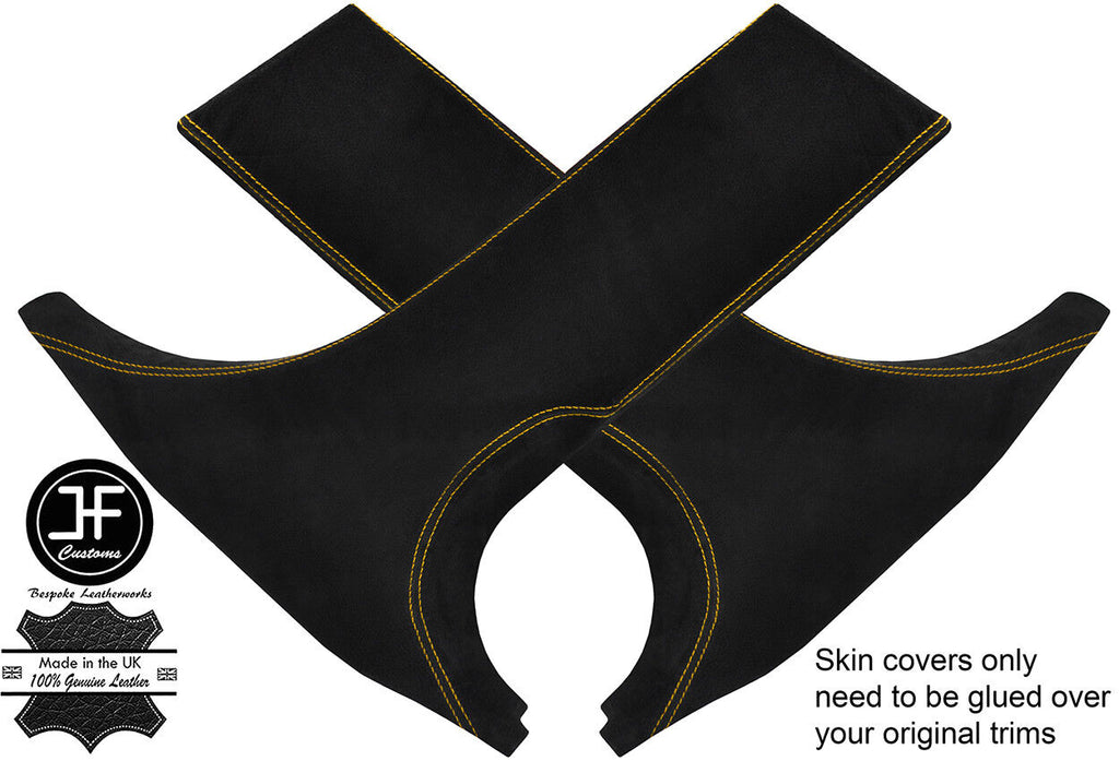 YELLOW STITCH 2X LOWER B PILLAR SUEDE COVERS FITS BMW 3 SERIES F30 F31 11-18