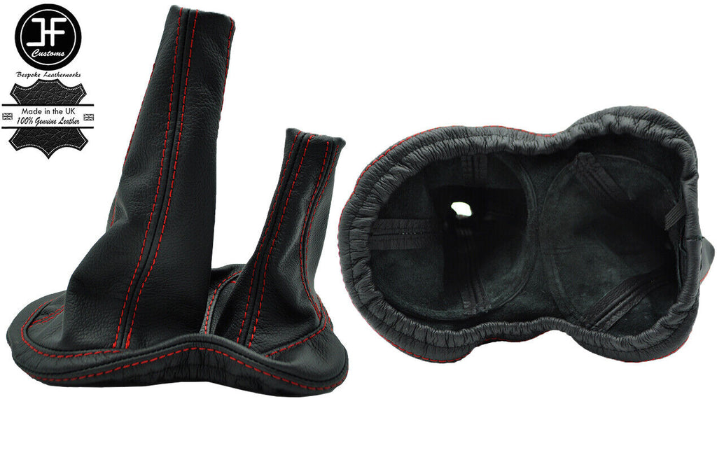 RED STITCH FULL LEATHER GEAR GAITER FOR LAND ROVER DEFENDER 83-06 OVER RUBBER