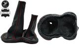RED STITCH FULL LEATHER GEAR GAITER FOR LAND ROVER DEFENDER 83-06 OVER RUBBER