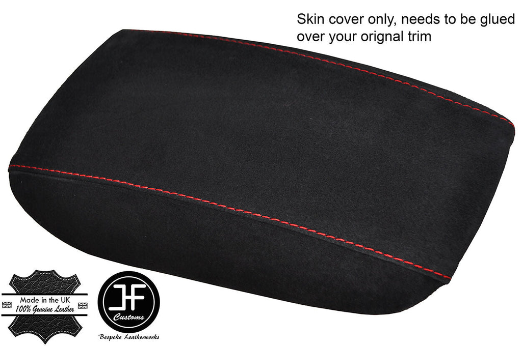 RED STITCHING ARMREST LID REAL SUEDE COVER FITS FORD MONDEO MK5 2014-2017