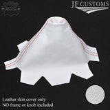 RED STITCH FITS VW T5 TRANSPORTER GEAR GAITER 2003-2010 WHITE LEATHER CUSTOM NEW