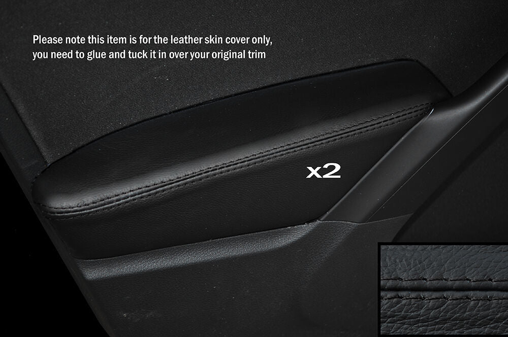 BLACK STITCH 2X FRONT DOOR ARMREST SKIN COVER FITS VW TIGUAN 2007-2015