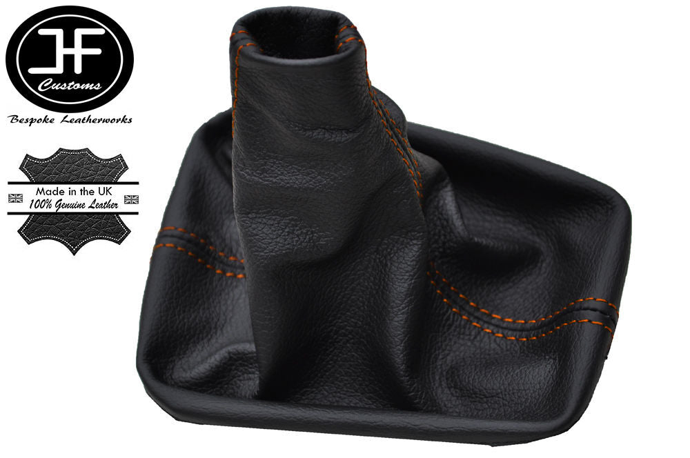 ORANGE STITCHING MANUAL LEATHER GEAR GAITER FITS VW CADDY MK3 04-10 CUSTOM NEW