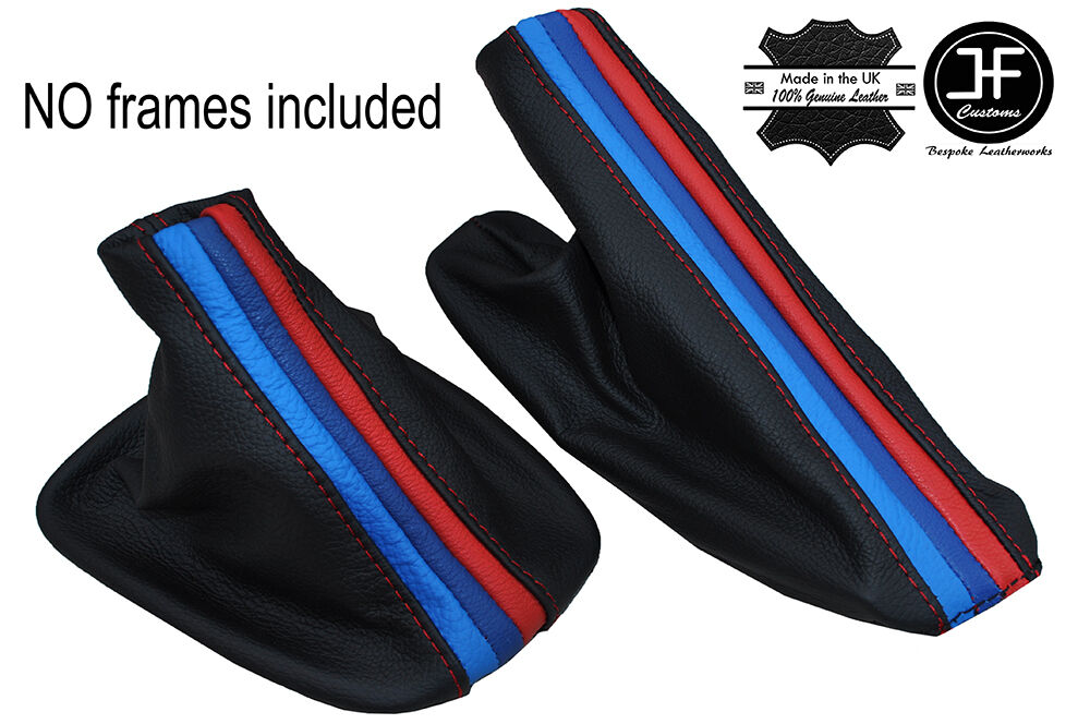 LONG TRI  STRIPES RED STITCH GEAR HANDBRAKE GAITER FITS BMW E81 E82 E87 E88