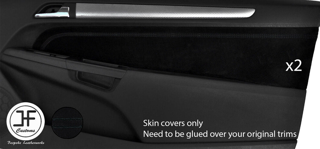 BLACK STITCH 2X DOOR CARD TRIM SUEDE COVERS FOR VAUXHALL OPEL ASTRA H MK5 3DR