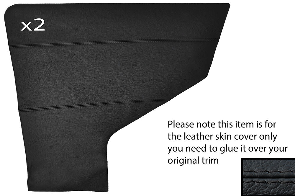 BLACK STITCH 2X REAR DOOR CARD PANEL LEATHER SKIN COVERS FITS AUSTIN METRO