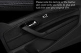 BLACK STITCH 2X FRONT DOOR CARD TRIM SKIN COVERS FITS VW POLO MK8 09-15 3 DOOR