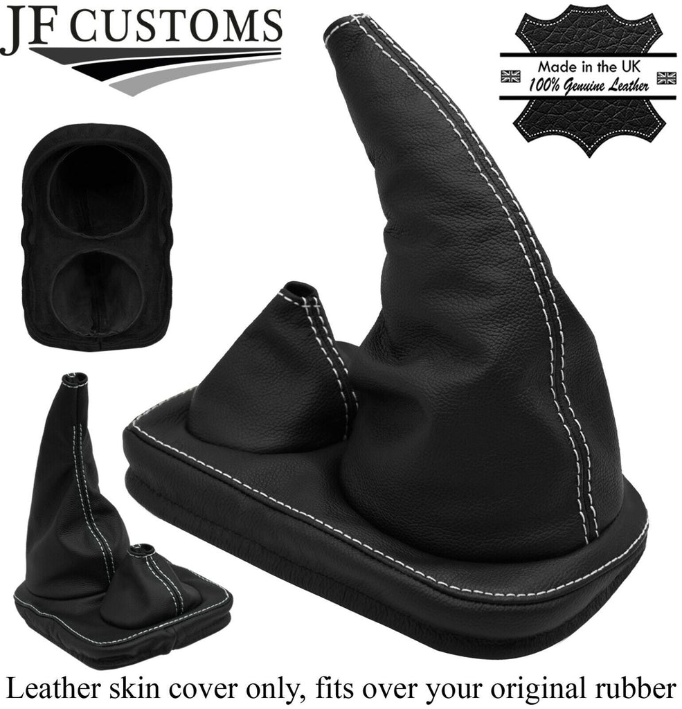 WHITE STITCH FULL LEATHER GEAR GAITER FOR DEFENDER 83-06 OVER RUBBER STYLE 2