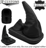 WHITE STITCH FULL LEATHER GEAR GAITER FOR DEFENDER 83-06 OVER RUBBER STYLE 2