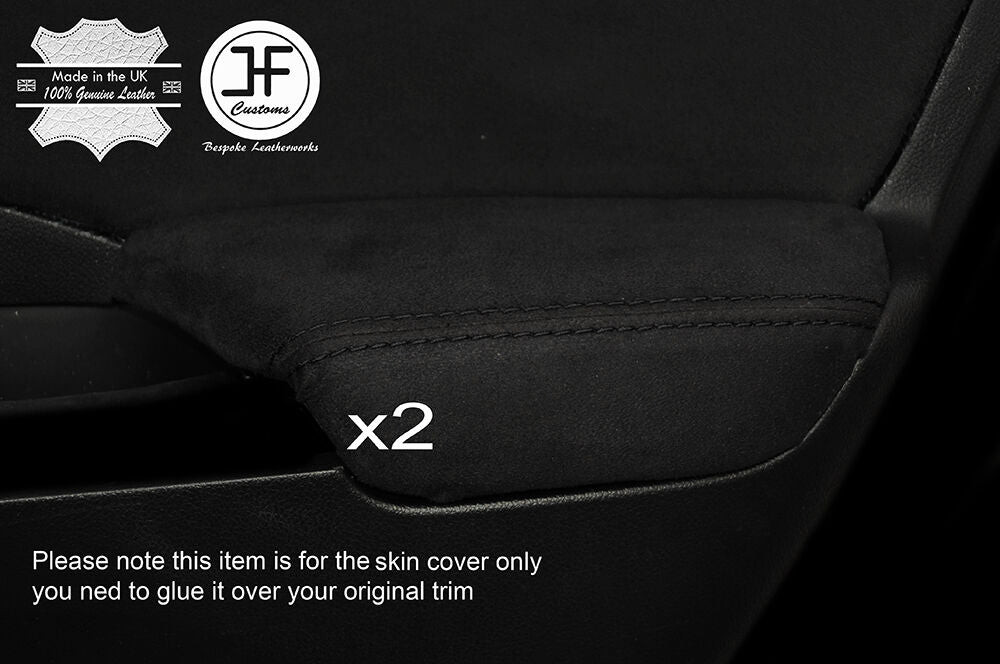 BLACK STITCHING 2X REAR DOOR ARMREST SUEDE COVERS FITS HONDA CRV 2012-2016