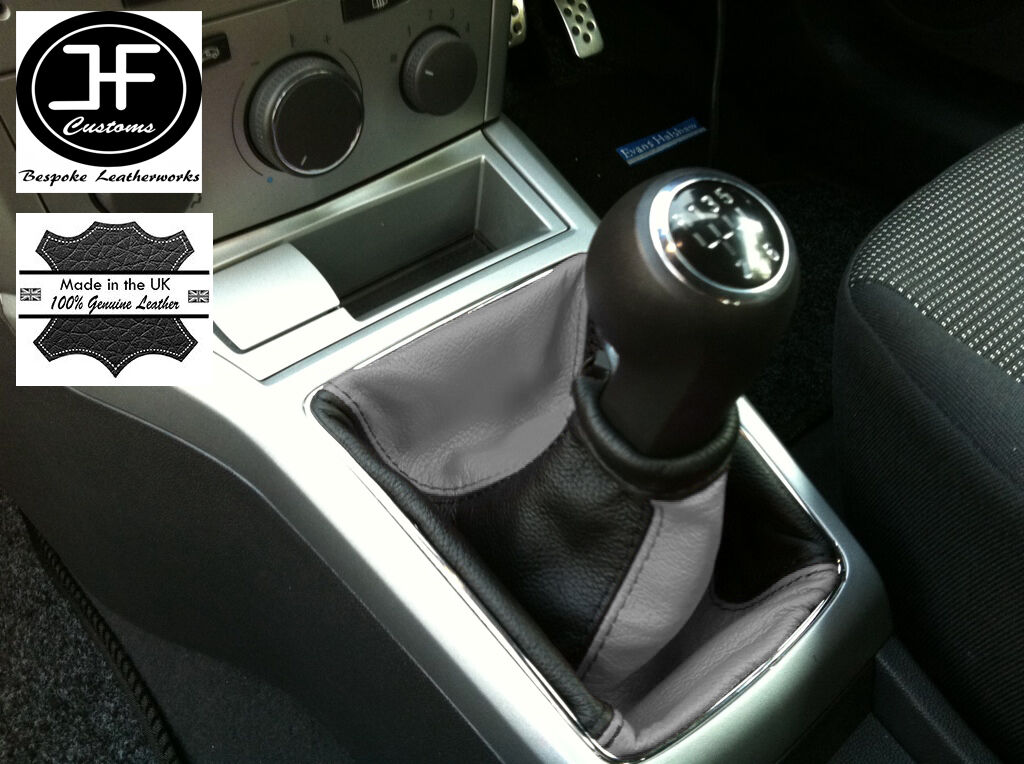 BLACK GREY FITS OPEL VAUXHALL ASTRA H MK5 MKV STICK GEAR GAITER LEATHER