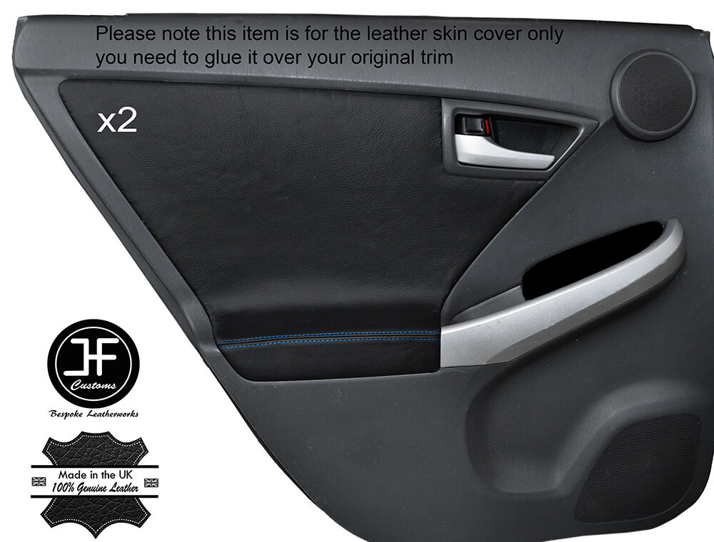 BLUE STITCHING 2X REAR DOOR CARD TRIM COVERS FITS TOYOTA PRIUS 2010-2015