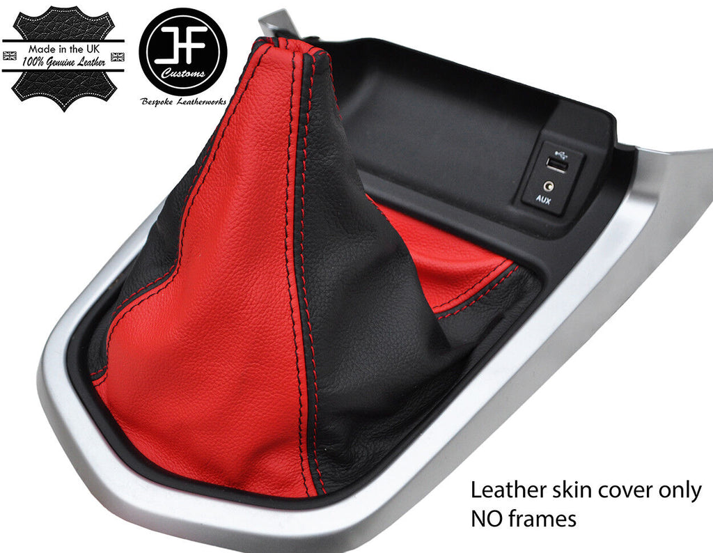 BLACK & RED REAL LEATHER MANUAL GEAR GAITER FITS NAVARA NP300 D23 2015-2017