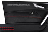 RED STITCH 2X FRONT DOOR CARD TRIM LEATHER COVER  FITS AUDI A1 10-14 5 DOOR