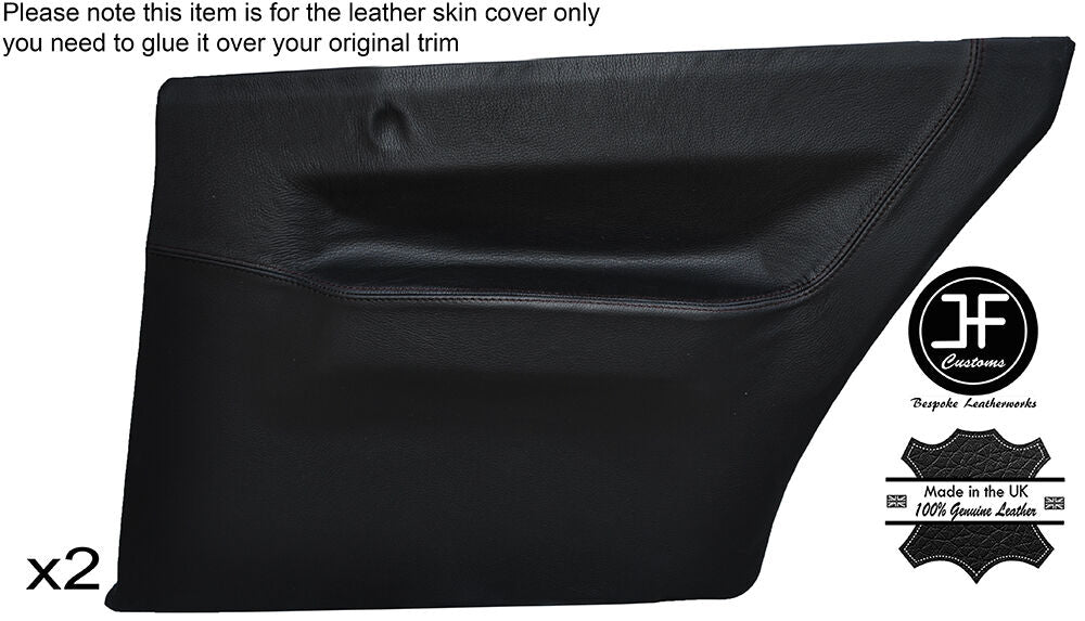 BLACK STICH 2X REAR DOOR CARD LEATHER COVER FITS ALFA ROMEO SPRINT ALFASUD MK3