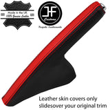 BLACK & RED STRIPE REAL LEATHER HANDBRAKE GAITER FOR SKODA ROOMSTER 2006-2015