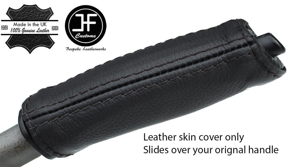 BLACK STITCH TOP GRAIN LEATHER HANDBRAKE HANDLE COVER FITS HYUNDAI COUPE 96-01