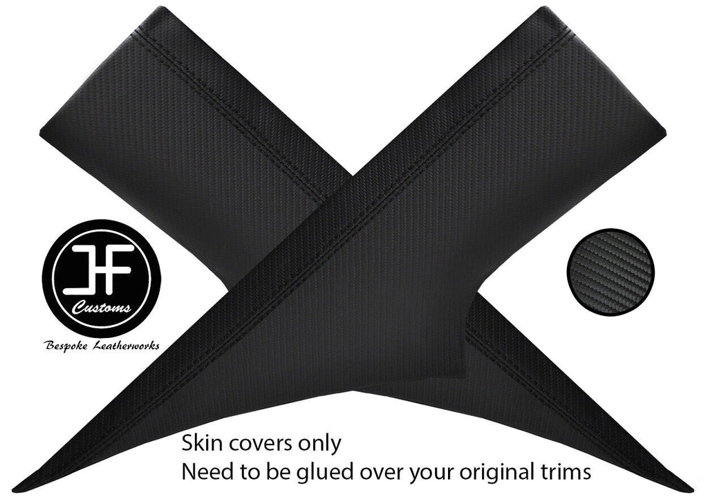 BLACK STITCH 2X REAR C PILLAR CARBON VINYL COVERS FITS CHEVROLET CAMARO 10-15