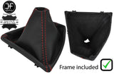 RED STITCH LEATHER GEAR GAITER + PLASTIC FRAME FOR BMW 1 SERIES F20 F21 11-17
