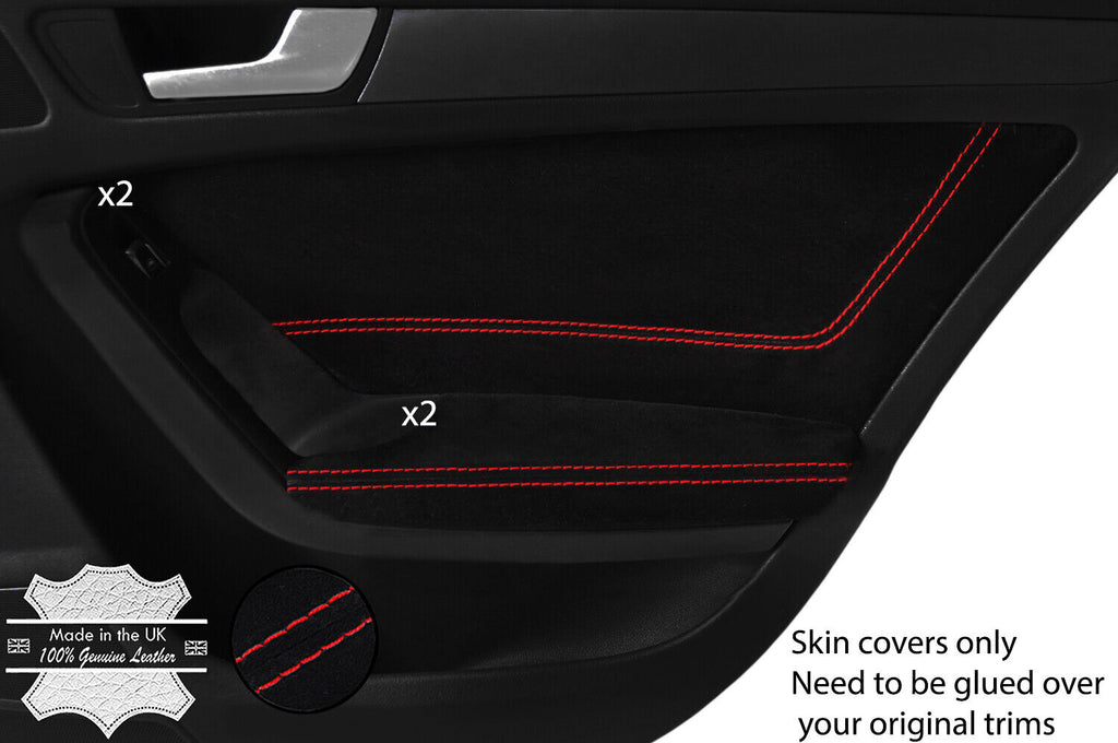 RED STITCH REAR DOOR ARMREST+DOOR CARD TRIM SUEDE COVER FOR AUDI A5 SPORTBACK