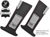 RED STITCH 2X UPPER B PILLAR LEATHER COVERS FITS VW T5 TRANSPORTER SHUTTLE