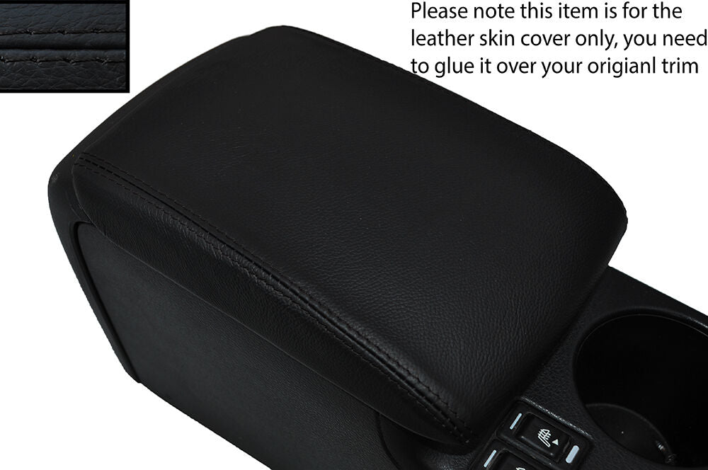 BLACK STITCH BLACK LEATHER ARMREST SKIN COVER FITS SUBARU XV 2012-2016