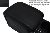 BLACK STITCH BLACK LEATHER ARMREST SKIN COVER FITS SUBARU XV 2012-2016