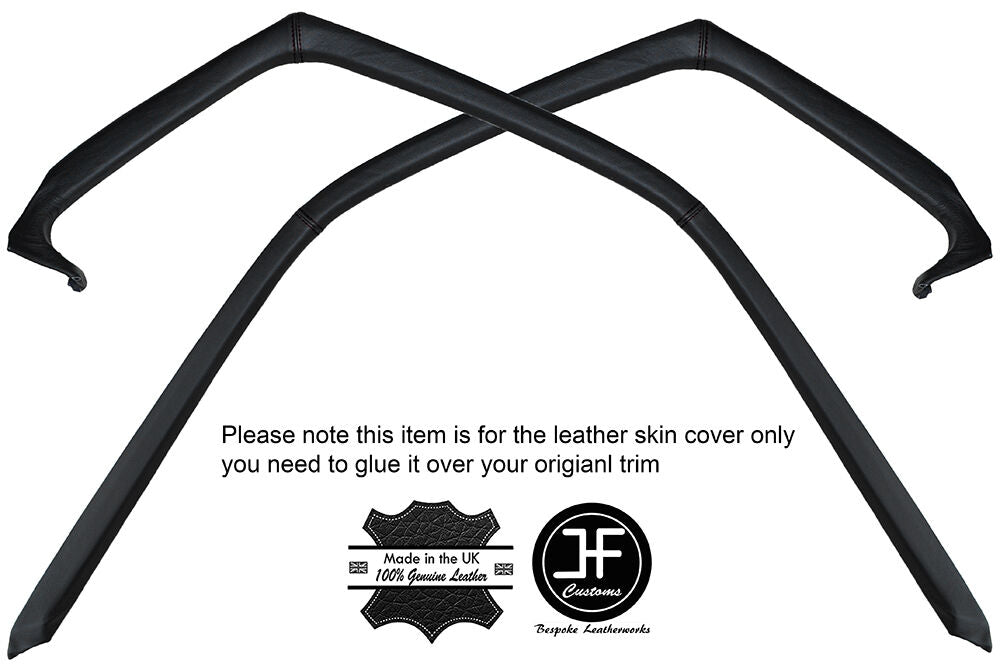 BLACK STITCH 2X DOOR WINDOW TRIM LEATHER COVERS FITS PORSCHE 928 S S2 S4