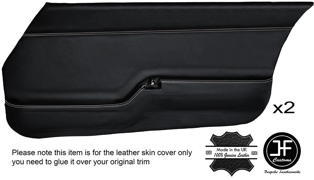 GREY STITCH 2X FRONT DOOR CARD LEATHER COVERS FITS MAZDA RX7 FB SERIES 2 81-83