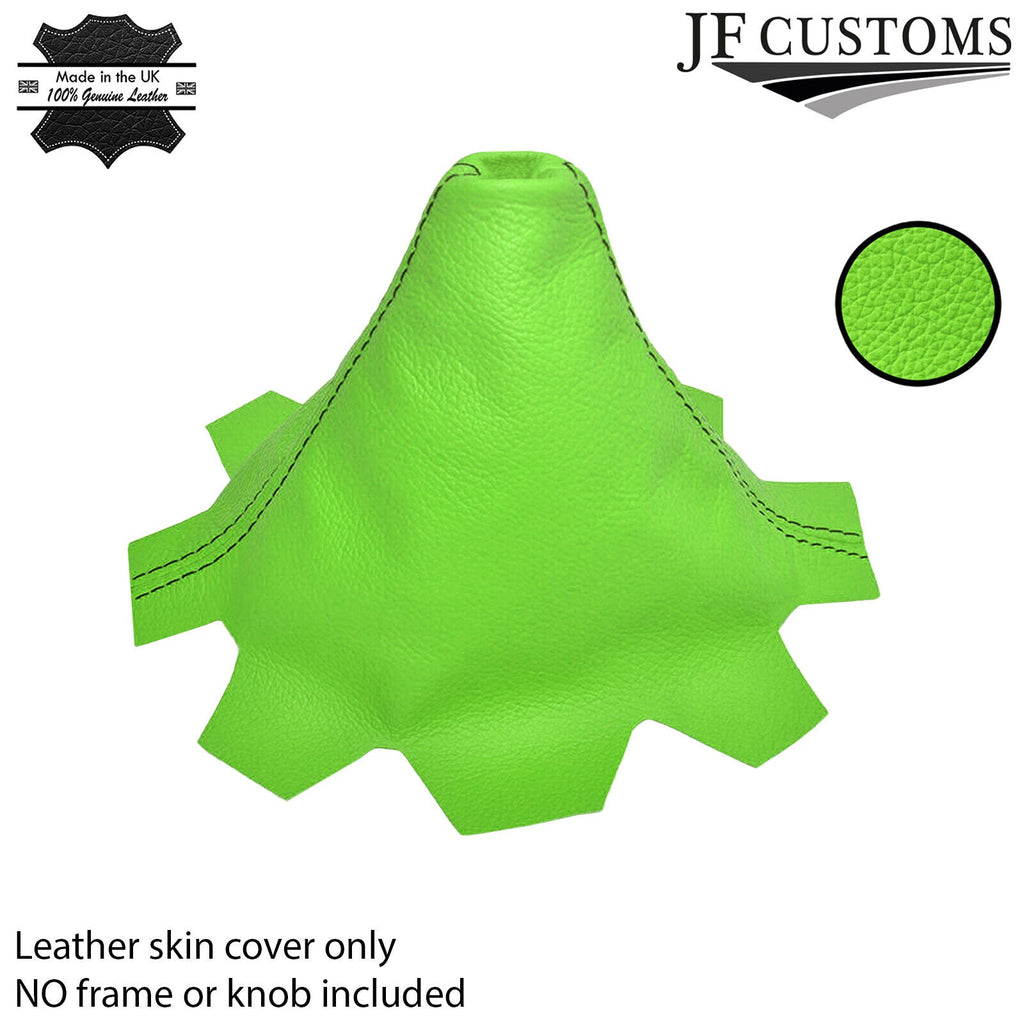 LIME GREEN LEATHER FITS VW T5 TRANSPORTER GEAR BLACK STITCHING 2003-2010