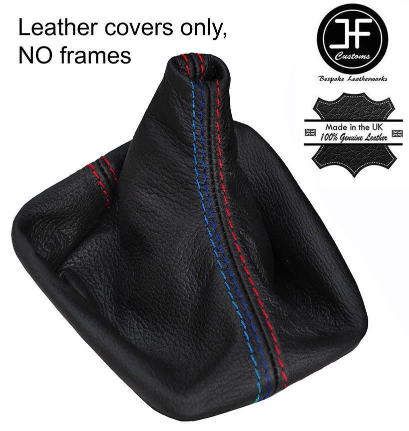 RED & TRI STITCH LEATHER MANUAL GEAR COVER FITS BMW 5 SERIES E60 E61 03-2010