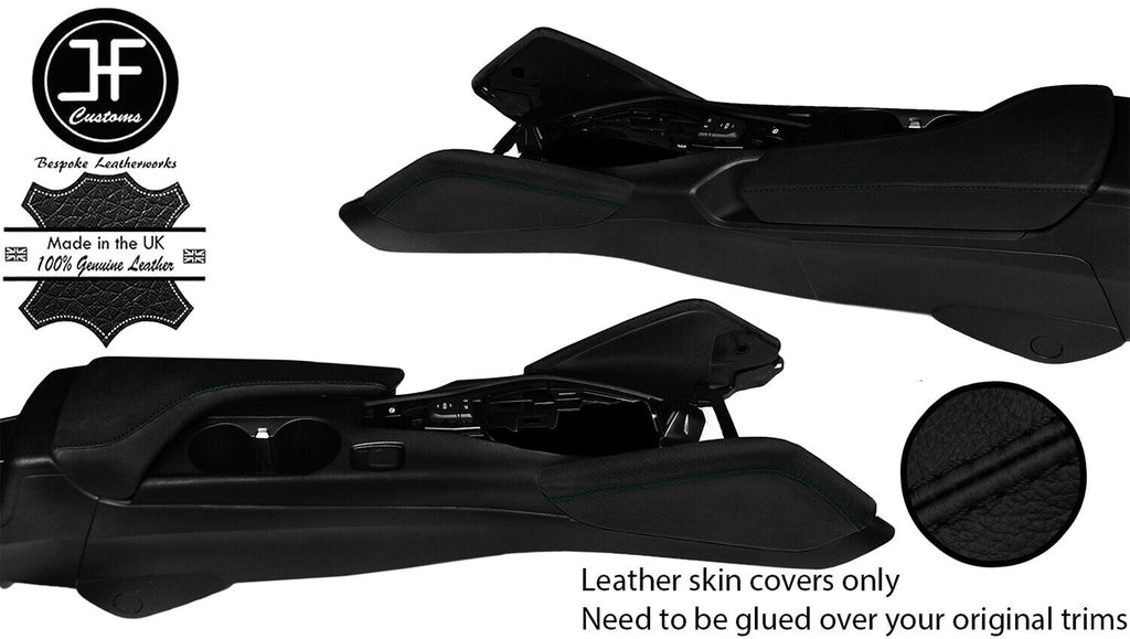 BLACK STITCH 2X KNEE PAD REAL LEATHER&ARMREST COVERS FOR CHEVROLET CAMARO 16-20