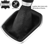 BLACK STITCH TOP GRAIN LEATHER MANUAL GEAR GAITER FOR FORD FIESTA MK9 2013-2017