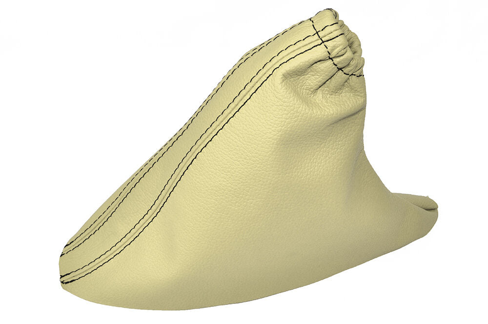 CREAM LEATHER FITS FIAT 500 & ABARTH 2007-2015 HANDBRAKE GAITER BLACK STITCH