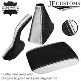 FOR HOLDEN VY VZ COMMODORE SS 02-06 WHITE & BLACK LEATHER SET & ARMREST COVER