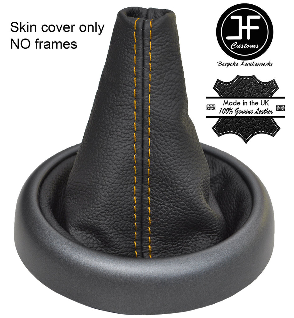 YELLOW STITCH TOP GRAIN LEATHER GEAR GAITER FITS BMW MINI R50 R52 R53 2001-2006
