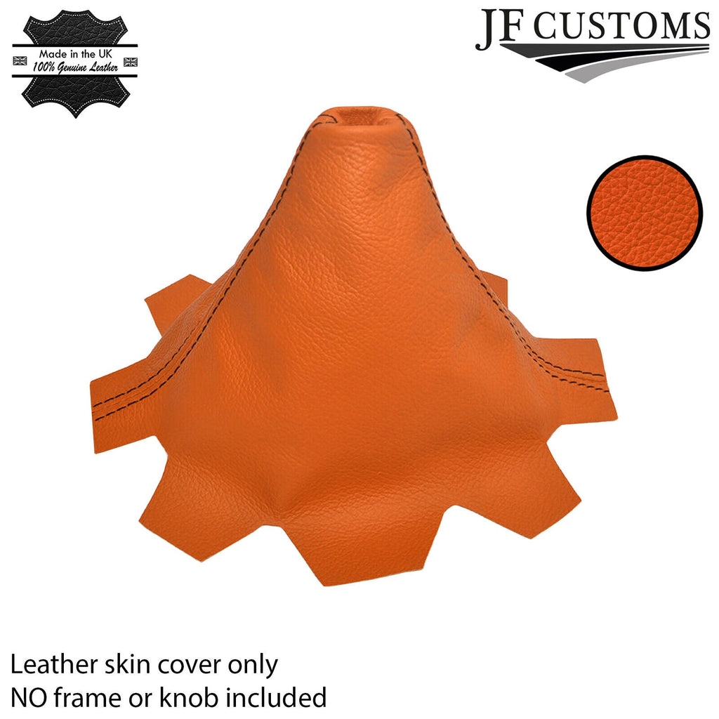 ORANGE LEATHER FITS VW T5 TRANSPORTER GEAR BLACK STITCHING 2003-2010 CUSTOM NEW
