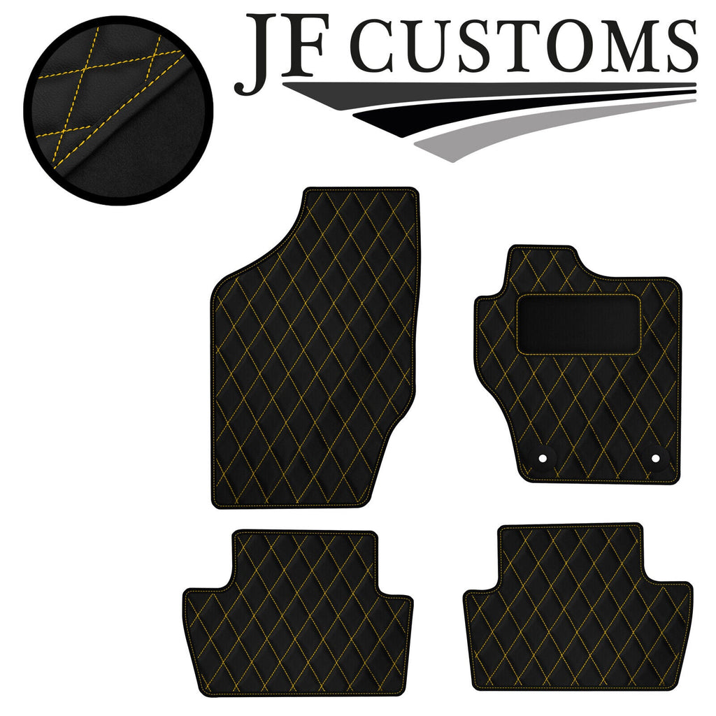 YELLOW DIAMOND STITCH VINYL 4X TAILORED FLOOR CARPETS FOR CITROEN DS4 10-18 JF1