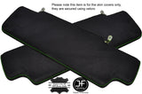 GREEN STITCH 2X SUN VISORS LUXE SUEDE COVERS FITS LAND ROVER DEFENDER 90 110