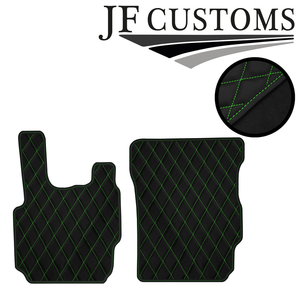GREEN DIAMOND STITCH VINYL 2X TAILORED FLOOR CARPETS FOR DAF CF 65 75 85 04-08