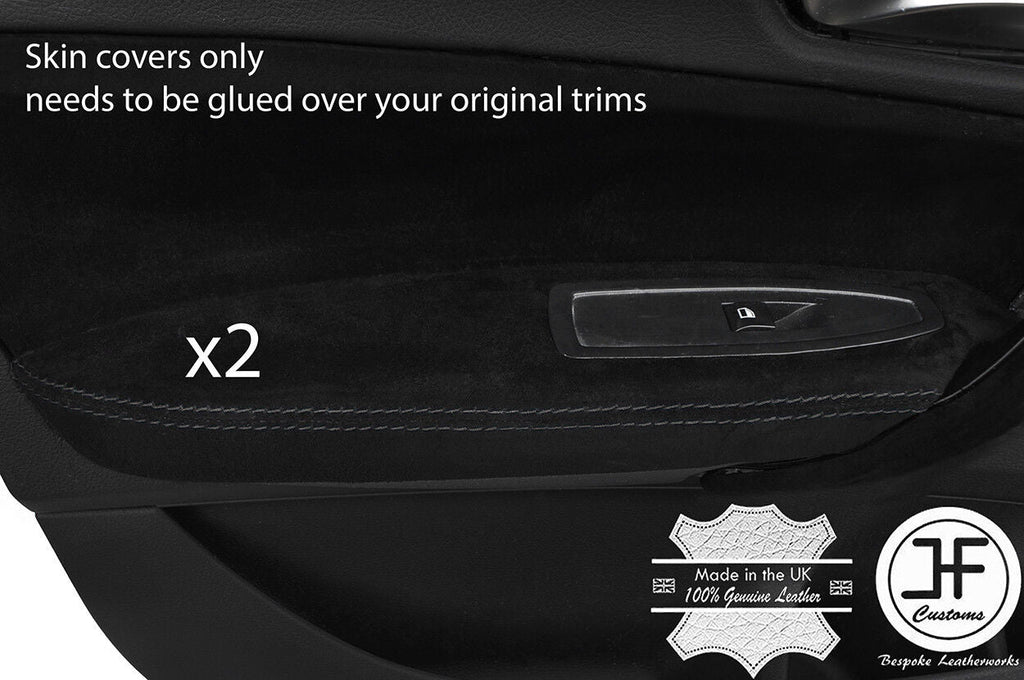 BLACK STITCHING 2X FRONT DOOR ARMREST SUEDE COVER FOR BMW F20 F21 2011-2017